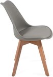 Lot de 6 chaises de salle à manger scandinaves assise rembourré pieds en bois hêtre rétro chaise pour salon chambre cuisine bureau gris 01_0000140