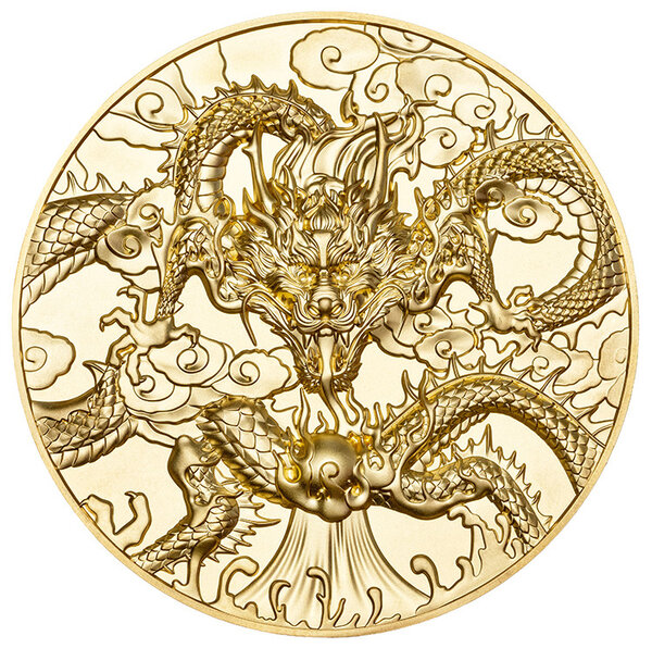 DRAGON ART GILDED 2024 5 Once Argent Monnaie 10 Dollars Niue 2024