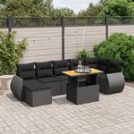 vidaXL Salon de jardin 8 Pièces avec coussins noir résine tressée