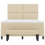 vidaXL Lit à Sommier avec Matelas & Banc Crème 160x200 cm Tissu