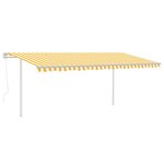 vidaXL Auvent automatique capteur de vent et LED 5x3 m Jaune et blanc
