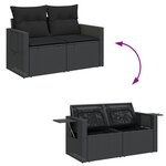 Ensemble de Canapé de Jardin 13 Pièces avec Coussins Noir Rattan Poly Acacia