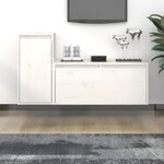 vidaXL Meubles TV 2 Pièces Blanc Bois massif de pin