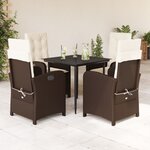 vidaXL Ensemble à manger de jardin 5 Pièces et coussins marron poly rotin