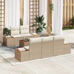 Canapés de Jardin 6 pièces avec Coussins Beige Rattan Acacia