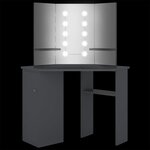 vidaXL Coiffeuse d'angle avec LED Gris 111x54x141 5 cm