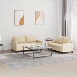 vidaXL Ensemble de canapés 2 Pièces avec coussins Crème Tissu