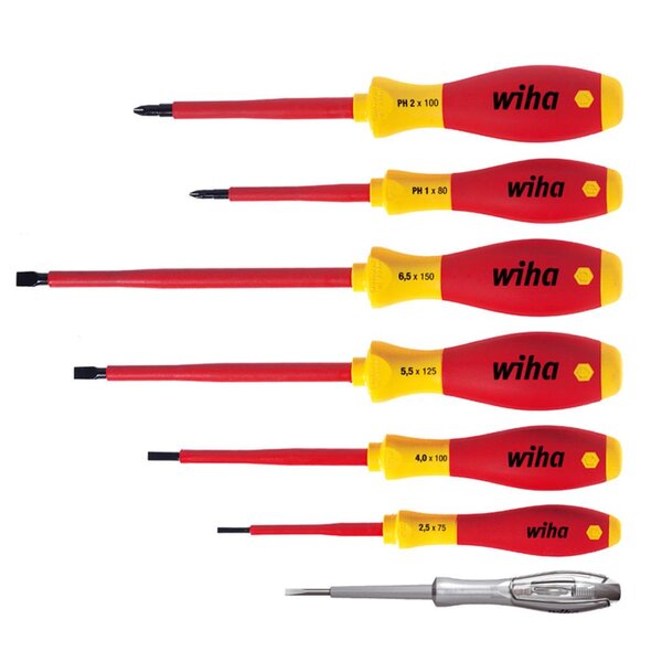 Wiha jeu de tournevis de test de tension softfinish 7 pièces 320n k7
