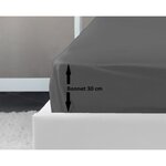 Drap Housse 100  coton 180 x 200 x 30 cm gris foncé