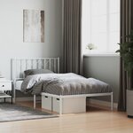 vidaXL Cadre de lit métal avec tête de lit blanc 100x190 cm