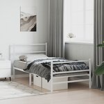 vidaXL Cadre de lit métal sans matelas et pied de lit blanc 100x190 cm