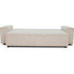 Canapé convertible 3 places tissu velours côtelé beige à coffre de rangement - 239 x 86 x Hauteur 85 cm