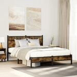 vidaXL Cadre de lit en métal sans matelas chêne fumé 140x190 cm