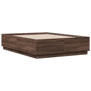vidaXL Cadre de lit chêne marron 135x190 cm bois d'ingénierie