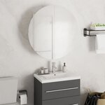 vidaXL Armoire de salle de bain miroir rond et LED Blanc 47x47x17 5 cm