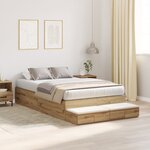 vidaXL Cadre de lit de stockage Chêne Artisan 120x190 cm