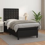 vidaXL Sommier à lattes de lit avec matelas Noir 90x190 cm Similicuir