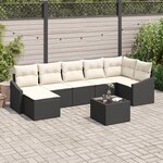 vidaXL Ensemble de canapés de jardin 7 pièces avec coussins marron en poly rattan