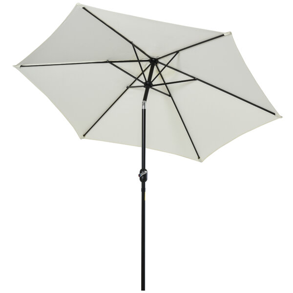 Parasol inclinable de jardin balcon terrasse manivelle toile polyester imperméabilisée haute densité 180 g/m² Ø2 7 x 2 35H m alu crème