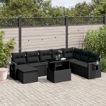 vidaXL Salon de jardin 8 Pièces avec coussins noir résine tressée