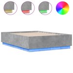 vidaXL Cadre de lit avec lumières LED gris béton 120x190 cm