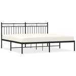 vidaXL Cadre de lit métal sans matelas et tête de lit noir 180x200 cm