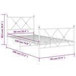 vidaXL Cadre de lit métal sans matelas avec pied de lit blanc 90x190cm