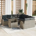vidaXL Ensemble de canapé de jardin 9 pièces avec coussins en poly rotin gris clair