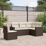 vidaXL Salon de jardin avec coussins 5 Pièces marron résine tressée