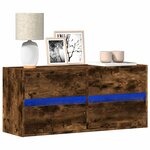 vidaXL Meuble TV mural avec lumières LED chêne fumé 100x31x45 cm