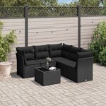 vidaXL Salon de jardin 6 Pièces avec coussins noir résine tressée