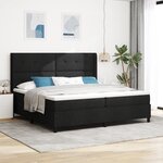 Lit Box Spring vidaXL avec Matelas et LED Noir 200x200 cm Tissu