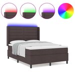 Lit à ressorts vidaXL avec matelas et LED Marron foncé 160x200 cm en tissu