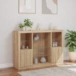 vidaXL Buffets avec lumières LED 3 Pièces chêne sonoma bois d'ingénierie