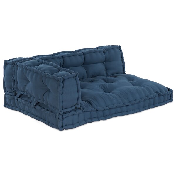 vidaXL Coussin de canapé en palette avec soutien pour bras et dos - Tissu bleu