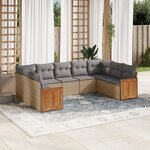 vidaXL Salon de jardin avec coussins 9 Pièces beige résine tressée