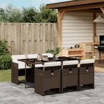 vidaXL Ensemble à manger de jardin et coussins 7 Pièces marron rotin