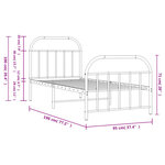 vidaXL Cadre de lit métal sans matelas avec pied de lit blanc 90x190cm