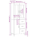 vidaXL Buffet haut Gris béton 69 5x34x180 cm Bois d'ingénierie