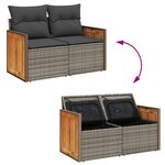 Ensemble de Canapés de Jardin vidaXL 14 Pièces avec Coussins Gris Rattan Poly Acacia