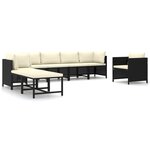 Salon de jardin meuble d'extérieur ensemble de mobilier 8 pièces avec coussins résine tressée noir 02_0017736