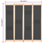 vidaXL Cloison de séparation 4 panneaux Gris 160x170x4 cm Tissu