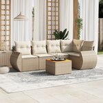 vidaXL Salon de jardin avec coussins 6 Pièces beige résine tressée