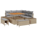 Ensemble de canapé de jardin 8 pièces avec coussins Beige Poly Rattan