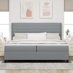 Lit Box Spring vidaXL avec matelas et lumière LED Gris clair 200x200 cm Tissu