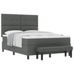 vidaXL Lit avec sommier et matelas & banc gris foncé 140x200 cm tissu