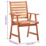 vidaXL Chaises à manger d'extérieur lot de 3 et coussins Acacia massif