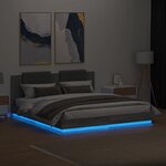 vidaXL Cadre de lit avec LED sans matelas sonoma gris 160x200 cm