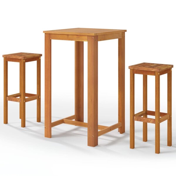 vidaXL Ensemble de bar de jardin 3 Pièces Bois d'acacia solide