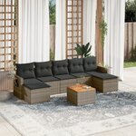 vidaXL Salon de jardin 8 Pièces avec coussins gris résine tressée
